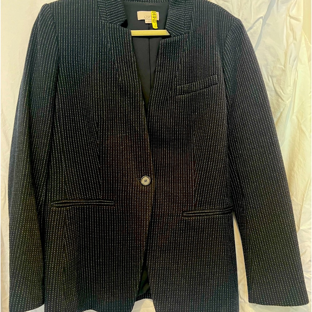 Loft navy pinstriped blazer